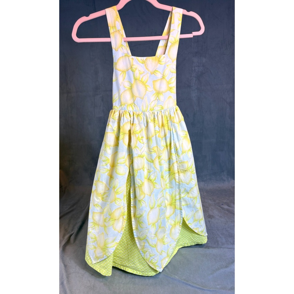 Talbots Girls Yellow Blue Lemon Print Pinafore Dress Petticoats Easter Wedding 7